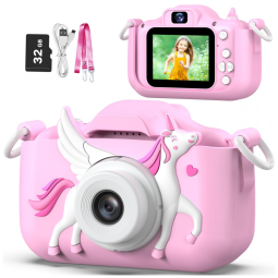 Câmera Selfie Infantil Goopow Para Meninas/Meninos de 3-9 Anos, Digital com Capa Protetora e Cartão SD 32GB.