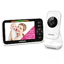 Babá Eletrônica com Vídeo e Áudio, Tela LCD de 12 cm Sem Wi-Fi - Visão Noturna, Alcance de 300m, 2x Zoom e Lullabies -