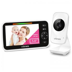 Babá Eletrônica com Vídeo e Áudio, Tela LCD de 12 cm Sem Wi-Fi - Visão Noturna, Alcance de 300m, 2x Zoom e Lullabies -