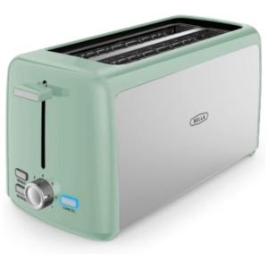 Torradeira Elétrica 4 Fatias com 7 Níveis de Tostagem, 110V 1400W, BELLA, Verde e Prata