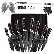 Conjunto de Facas em Aço Inoxidável, 15 Peças, FULLHI, Marrom