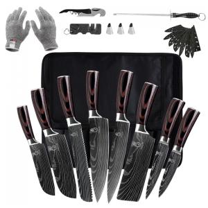 Conjunto de Facas em Aço Inoxidável, 15 Peças, FULLHI, Marrom