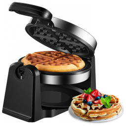 Belgian Waffle Maker, AICOOK 180 Flip Double Waffle Iron 4 Slice, Non Stick Plates, Removable Drip Tray Rotating, 1000W Adjustable