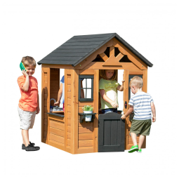 Casinha Infantil Interativa para Crianças de 2 a 6 Anos, Backyard Discovery, Marrom Claro