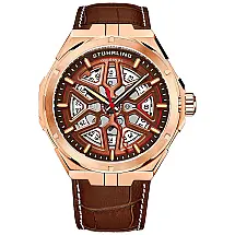 Relógio Masculino Automático, Resistente 50m, STUHRLING 379.05, Marrom