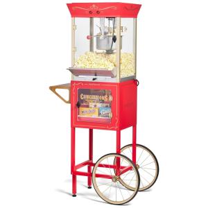 Pipoqueira Elétrica Carrinho Profissional Faz até 40 Xicaras com Panela de 295 mL, 110V, Nostalgia, Vermelha