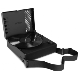 Toca Discos Recarregável Portátil com Bluetooth e Alto Falantes Integrados, Victrola Revolution GO, Preto