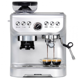 Máquina de Café 15 Bar com Vaporizador, Moedor Embutido e Tanque de Água Removível de 2L, 110V 1450W, MIROX, Prata