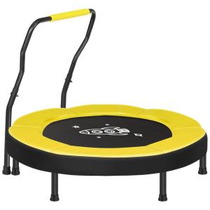 SONGMICS Cama Elastica Infantil com Diâmetro e Corrimão Ajustável para até 100 kg, Amarelo
