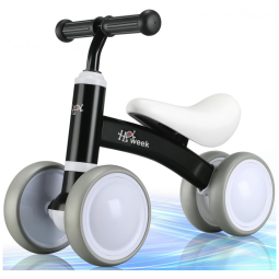 Bicicleta sem Pedal com 4 Rodas para Crianças de 12 a 36 Meses, HAWEEK, Azul