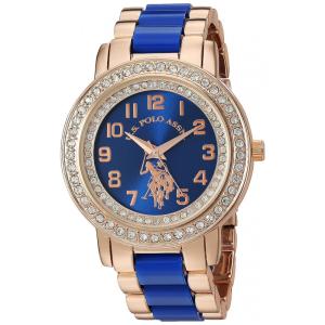 Relógio An Feminino de qartzo de aço inox feminino com pleira de cerâmica, U.S. POLO ASSN. USC40228, Azul