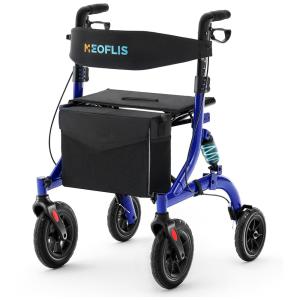 Andador Rollator com Assento, Ideal para Reembolso de Despesas Médicas, Resistente a Terrenos Acidentados, Rodas de 25,4 cm, Suporta até 159
