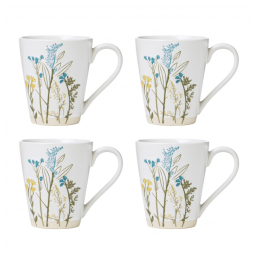 Conjunto de Canecas, Tema de Floral com 4 Peças, Capacidade 380mL e Material de Cerâmica, Lenox 896638, Branca Colorida