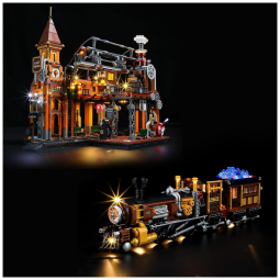 Kit de Construção Trem e Estação de Trem Steampunk 2899 Peças, para Crianças a Partir de 8 Anos, FUNWHOLE