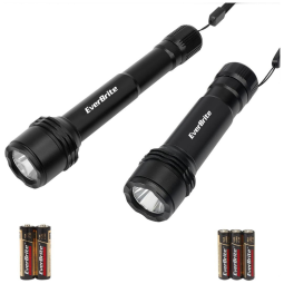 Lanterna LED CREE Com 3 Modos de Luz e Até 120mts de Alcance Pilhas Alcalinas Incluídas, EVERBRITE, Preto