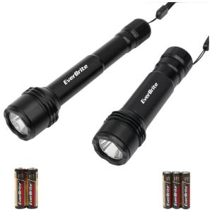 Lanterna LED CREE Com 3 Modos de Luz e Até 120mts de Alcance Pilhas Alcalinas Incluídas, EVERBRITE, Preto