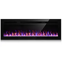 Lareira Elétrica de Embutir A43x152L com Controle Remoto e Chamas Ajustável, 110V 1500W, LITSDFM, Preta
