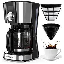 Cafeteira Elétrica Programável 2.8L com Tela LCD e Antigotejamento, 110v, BOSCARE, Preto