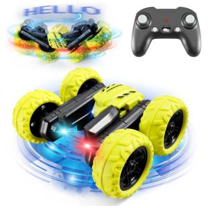 AHIROT KLO01 Carrinho de Controle Remoto 360 de Rotação com Luz LED, Amarelo