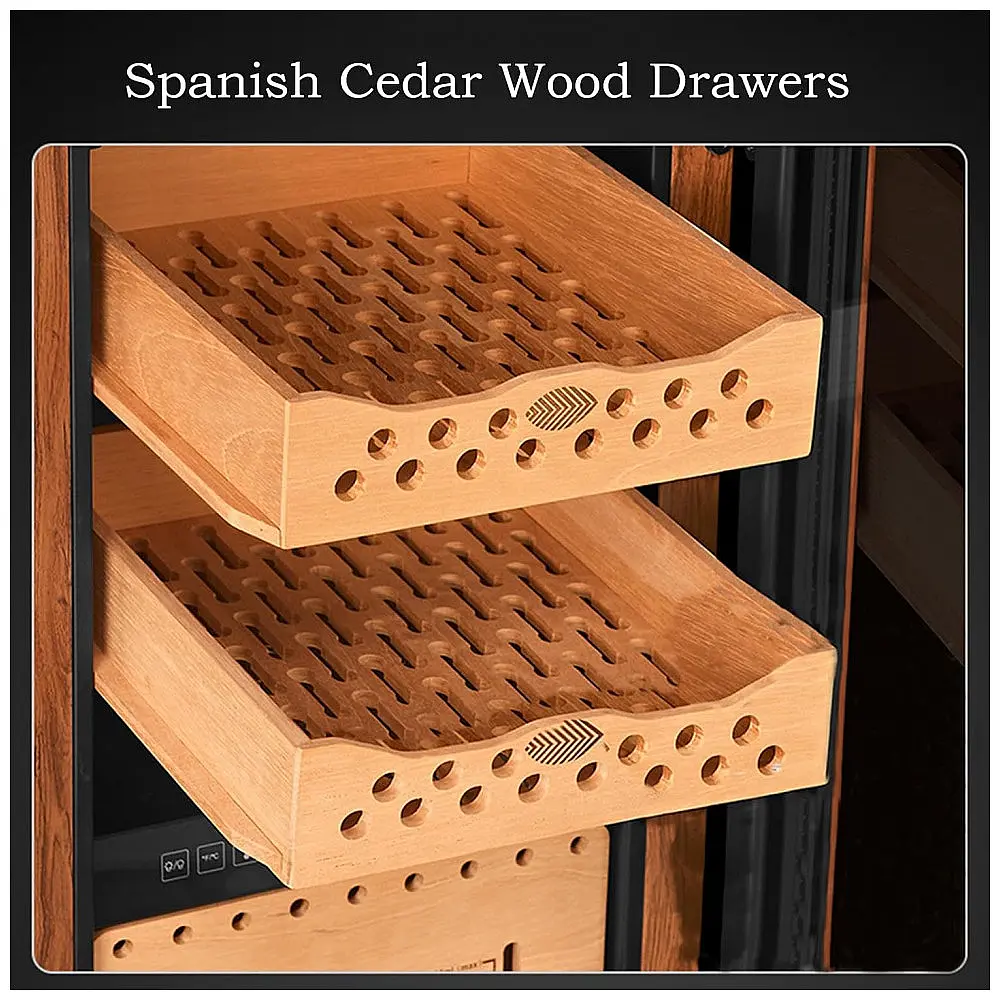 Humidor Elétrico RCJCQSR Preto com Resfriamento, Aquecimento e Controle de Umidade para 500 Charutos com Gavetas de Cedro Espanhol 110V — foto 3