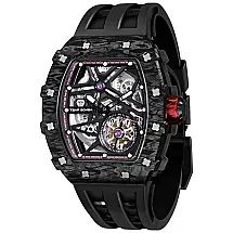 Relógio Masculino Analógico Automático a Prova dÁgua 50M com Pulseira de Silicone, TSAR BOMBA TBCF 8209, Preto