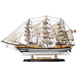 Barco Decorativo Amerigo Vespucci de Madeira, Escala 1:190 com Detalhes Complexos e Autênticos, HOME DECOR SAILINGSTORY