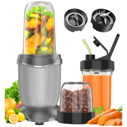 Liquidificador Portátil com Capacidade de 760mL e Trava de Segurança, 850W, TOAKELI, Cinza