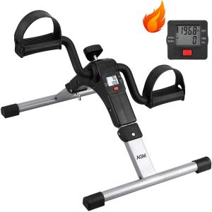 AGM Mini Bicicleta Ergométrica Elétrica Ideal Para Idosos e Treino de Braço/Perna com Tela LCD, Prata.