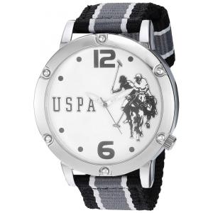 Relógio An de qartzo analógico metal cor feminino pleira de nylon, U.S. POLO ASSN. USC57004, Preto