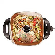 Panela Elétrica Multifuncional, Aço Inoxidável com Controle de Temperatura, 1200W, 110V, BELLA 14607, Preto