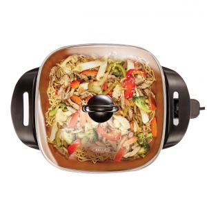 Panela Elétrica Multifuncional, Aço Inoxidável com Controle de Temperatura, 1200W, 110V, BELLA 14607, Preto