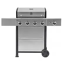Churrasqueira a Gás 53.000 BTU com 4 Queimadores e 1 Queimador Lateral em Aço Inoxidável, KENMORE PG A40406S0L SE, Prateado