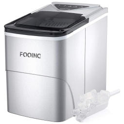 FOOING Máquina de Gelo Automática Portátil até 12kg, 24H, 110V, Prata