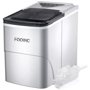FOOING Máquina de Gelo Automática Portátil até 12kg, 24H, 110V, Prata