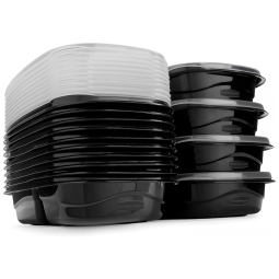 Potes para Alimentos com Divisória, 900 mL Retangular, 20 Un, RUBBERMAID 2030325, Preto