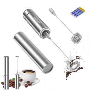 Espumador Elétrico de Leite em Aço Inoxidável a Bateria, VOMELON A25, Prateado