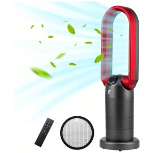 Ventilador de torre sem lâmina H13 HEPA Purificador de ar 1500W Aquecedor de espaço 3 em 1, Ventilador de mesa com cabeça inclinada 120