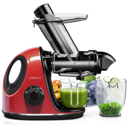 Centrifuga de Frutas com Calha de 7 cm de Largura, Função Reversa e Motor Silencioso, 110V 150W, Vividmoo, Vermelha