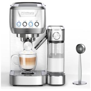 Máquina de Café 20 Bar com Bocal de Leite Automático e Filtros ESE, 110V 1350W, MAttinata, Prata