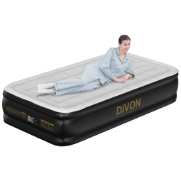 Colchão Inflável DIVON Twin Solteiro, 38cm de Altura, com Bomba Embutida, Design Ondulado, Infla em 2 Minutos - Ideal para Acampamento