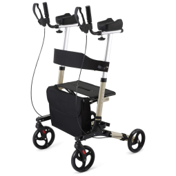 Andador Adulto Idoso com Apoio de Braço, Assento Acolchoado e Cesto, Suporta até 136 kg, WINLOVE, Preto