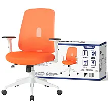 Cadeira de Escritório Ergonômica Giratória com Suporte Lombar e Altura Ajustáveis, NOUHAUS, Laranja