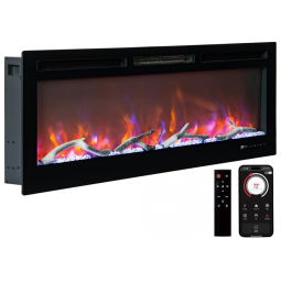 Lareira Elétrica de 127 cm, Embutida ou de Parede, com LED Touch, Controle Remoto e App Wi-Fi. Aquecedor 1500/750W