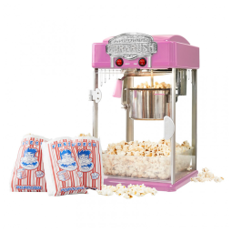 Máquina de Pipoca Vintage Profissional, 113g, Estilo Cinema com Panela Antiaderente, Luz de Aquecimento e Concha para Servir, Rosa,Cornrush.