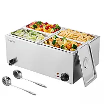 Aquecedor de Alimentos Buffet VEVOR 4 Cubas Banho-Maria 22,7L Inox 30-85°C 110V