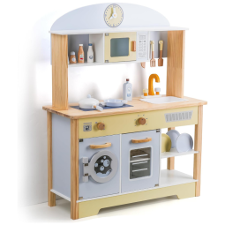 Cozinha Infantil em Madeira com 13 Acessórios Educativo para Crianças Acima de 3 Anos, WoodenEdu, Amarela