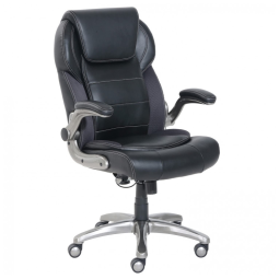 50610 Cadeira de Escritório Executiva Ergonômica Giratória com Apoio de Braços e Suporte Lombar Ajustável, Preta