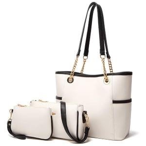 Lifetooler Conjunto de Bolsas Femininas de Ombro Casual Multifuncional, 3 Unidades, Branca