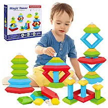 Kit Blocos de Empilhar STEM - Montessori Tsomtto 30 Peças Coloridas para Crianças a Partir de 3 Anos