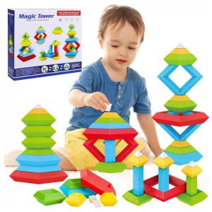 Kit Blocos de Empilhar STEM - Montessori Tsomtto 30 Peças Coloridas para Crianças a Partir de 3 Anos